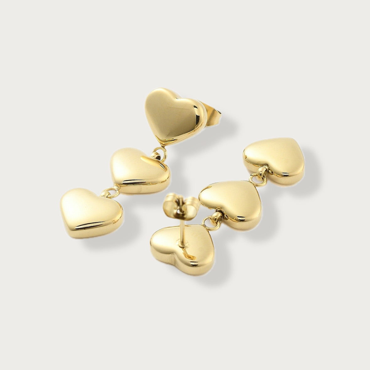 Triple Heart Earrings
