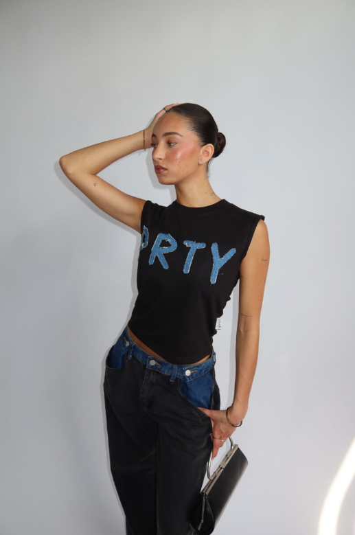 Denim Drop PRTY Top Black