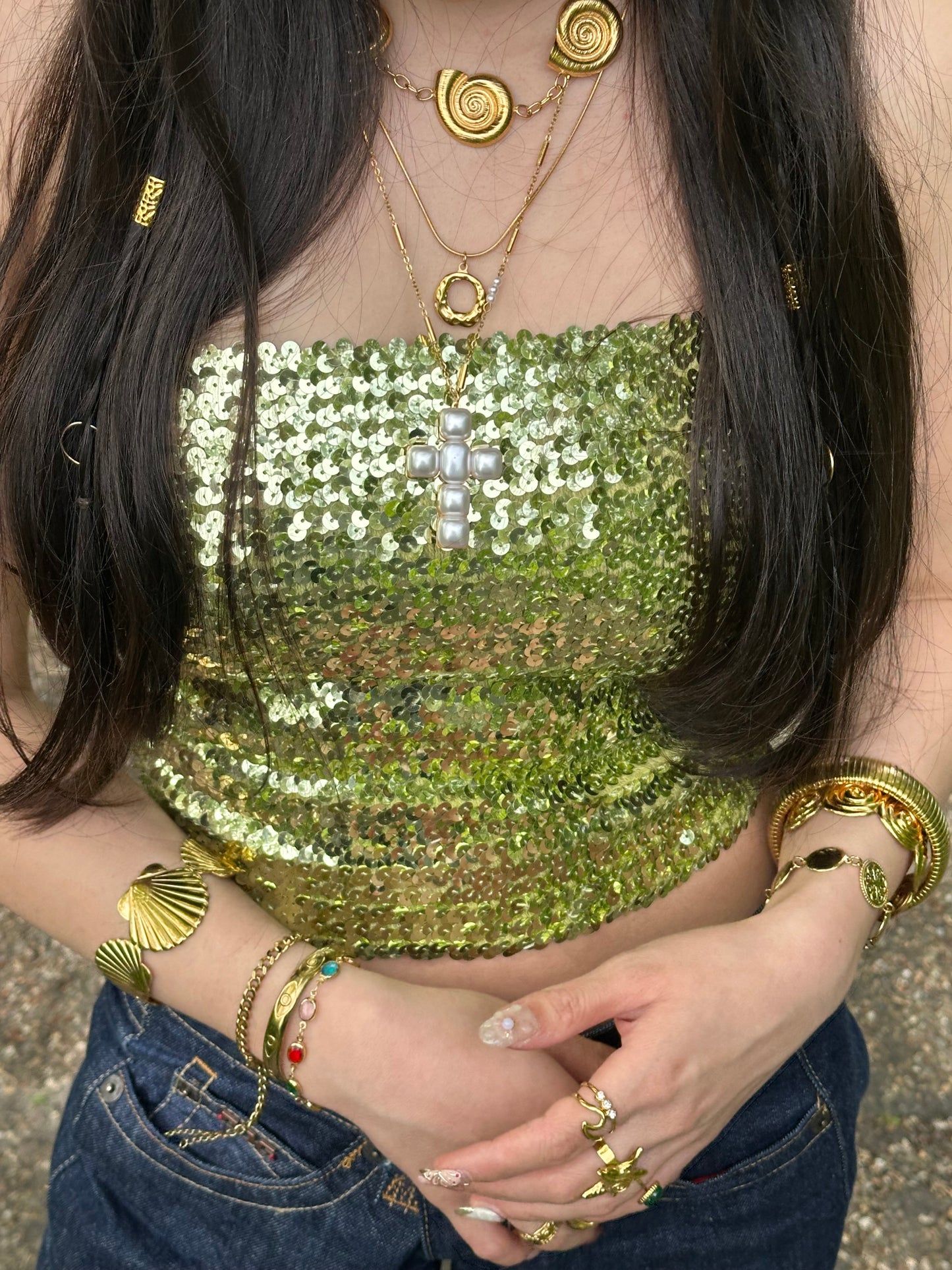 Kaia Shimmer Top