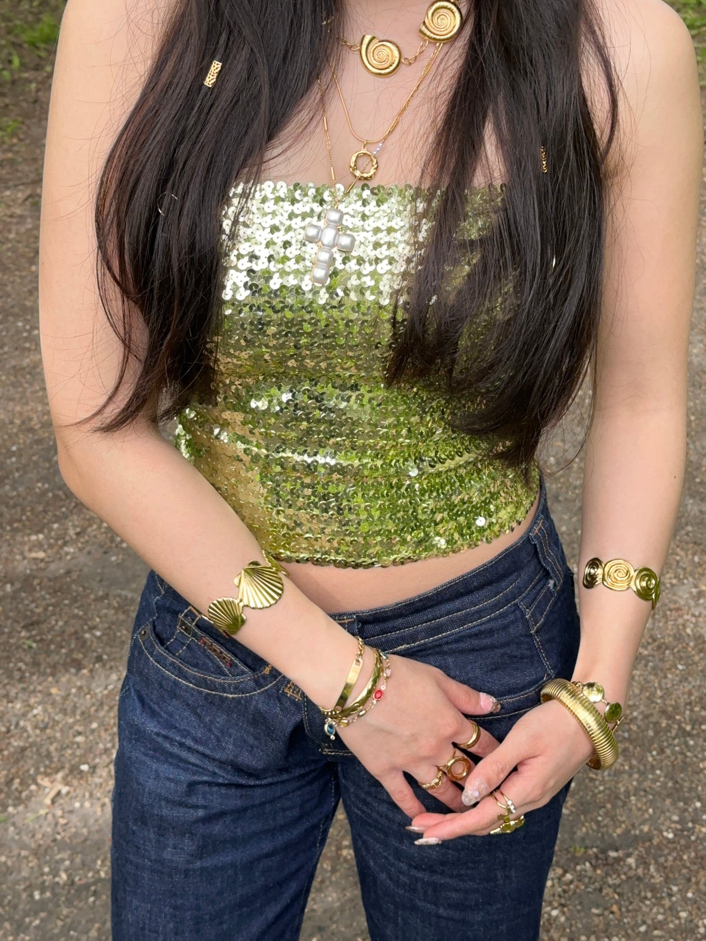 Kaia Shimmer Top