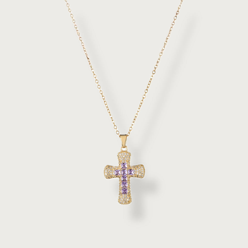 Crystal Halo Necklace Paars