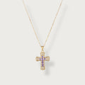 Crystal Halo Necklace Paars
