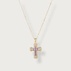 Crystal Halo Necklace Paars