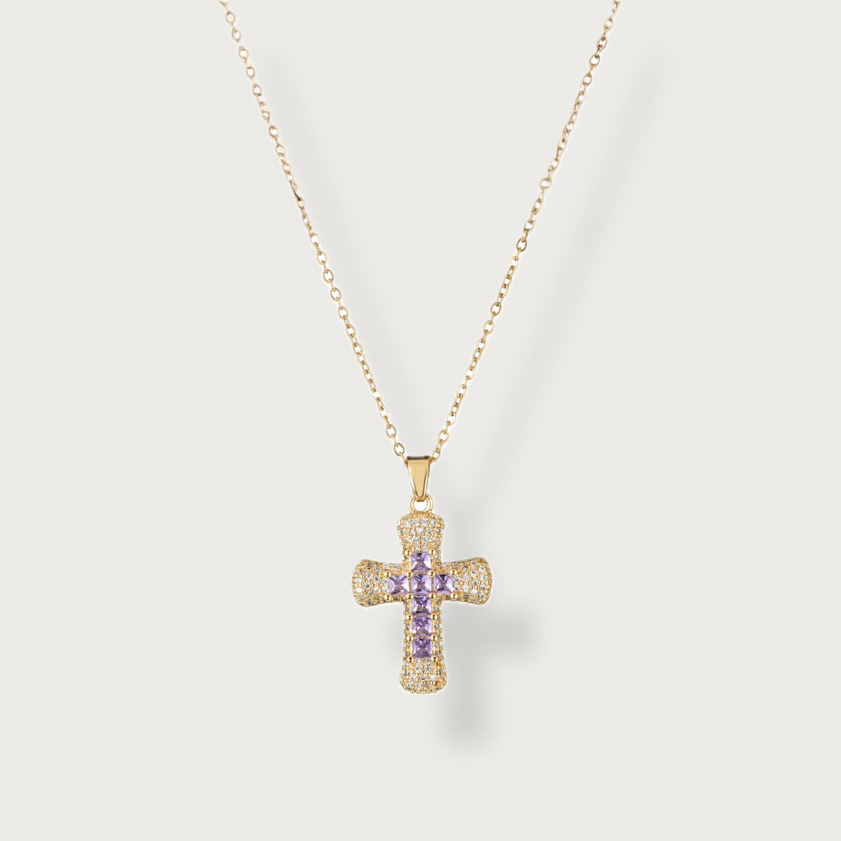 Crystal Halo Necklace Paars