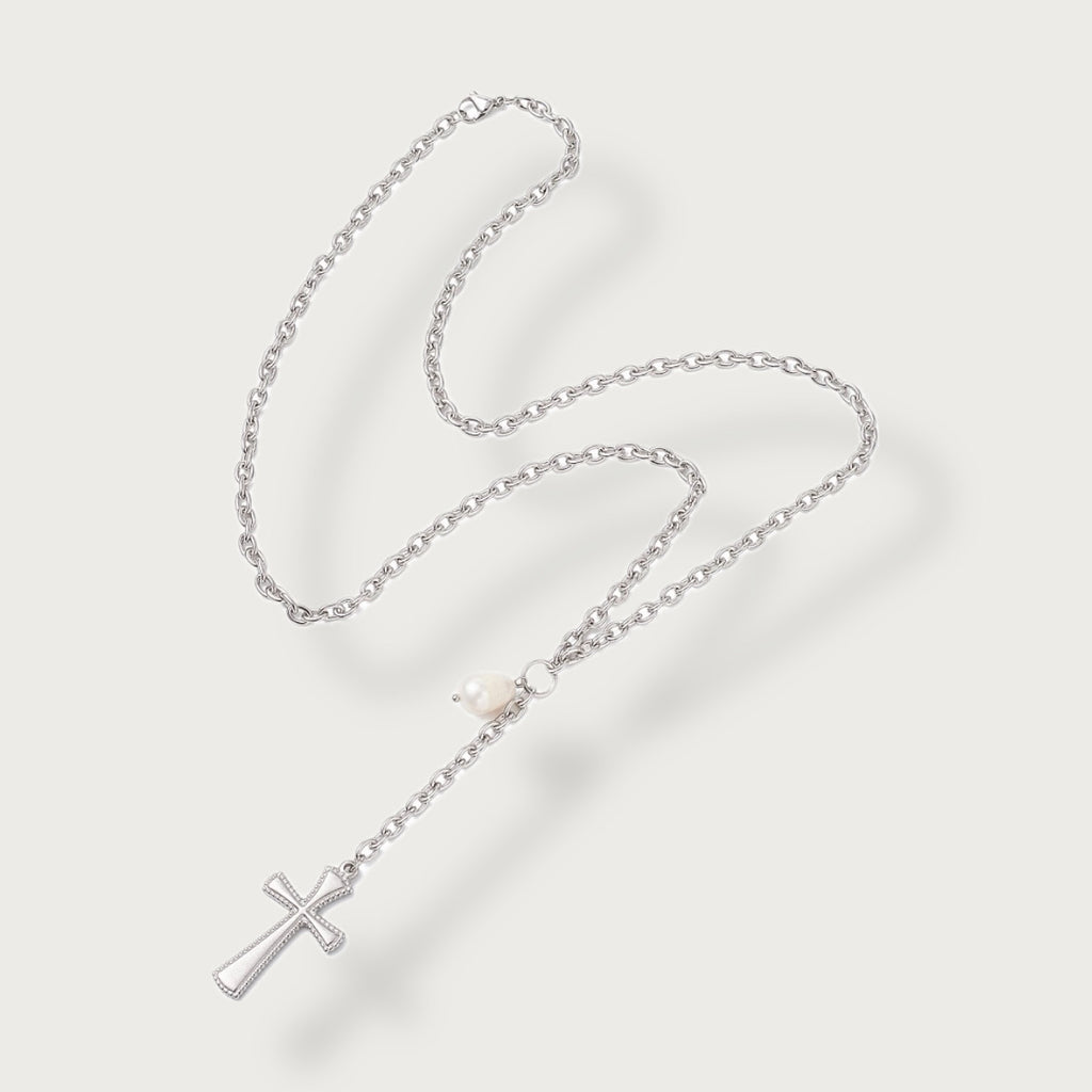 Elara Cross Lariat Necklace