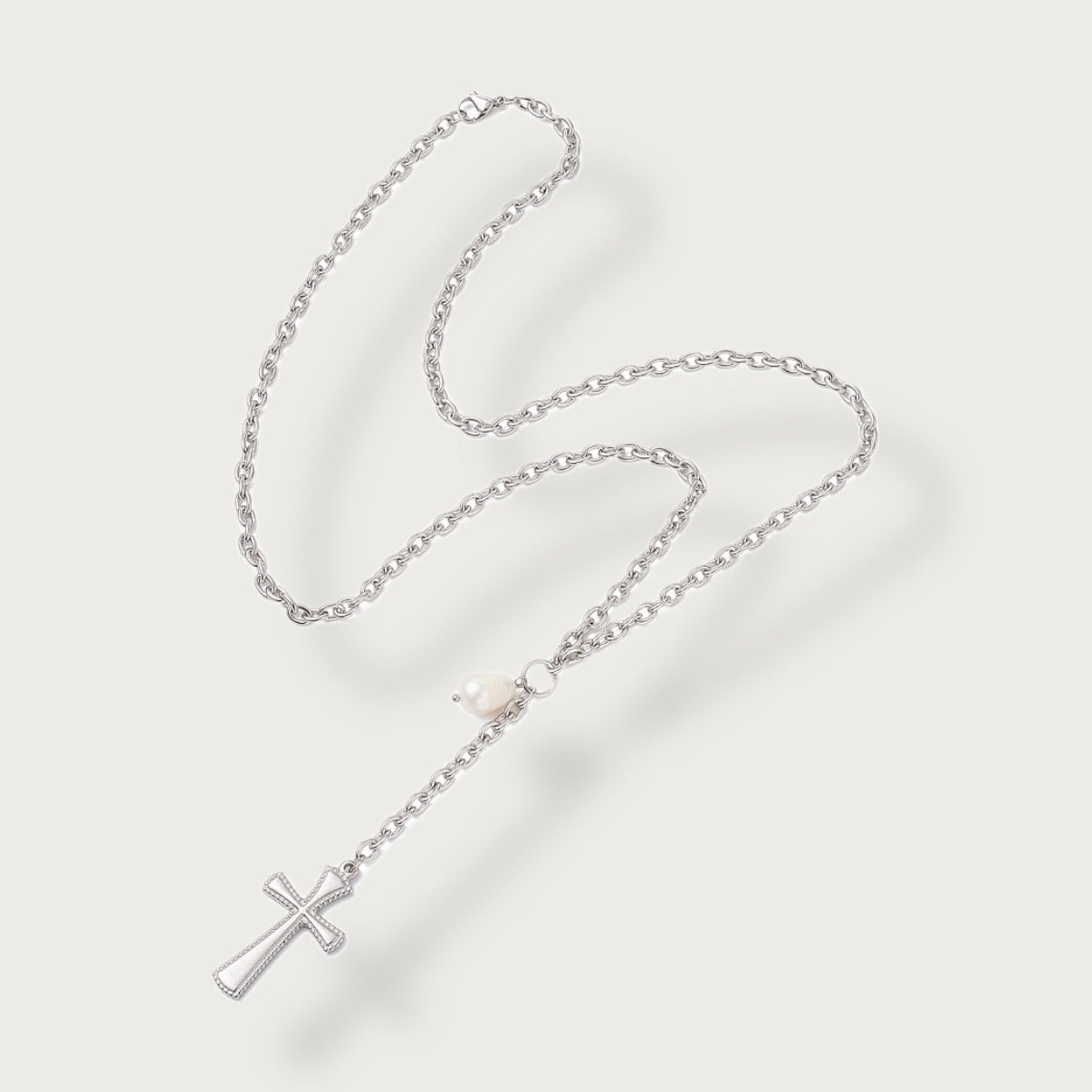 Elara Cross Lariat Necklace