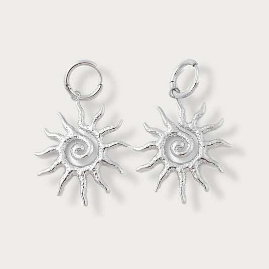 Silver Horizon Medallion Earrings