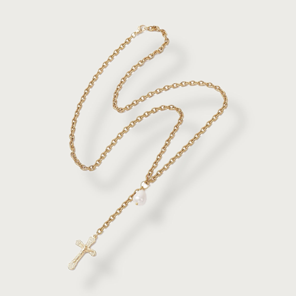 Elara Cross Lariat Necklace