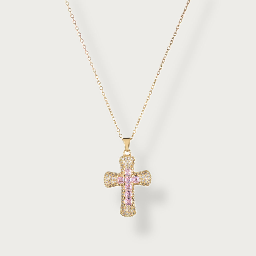 Crystal Halo Necklace Roze