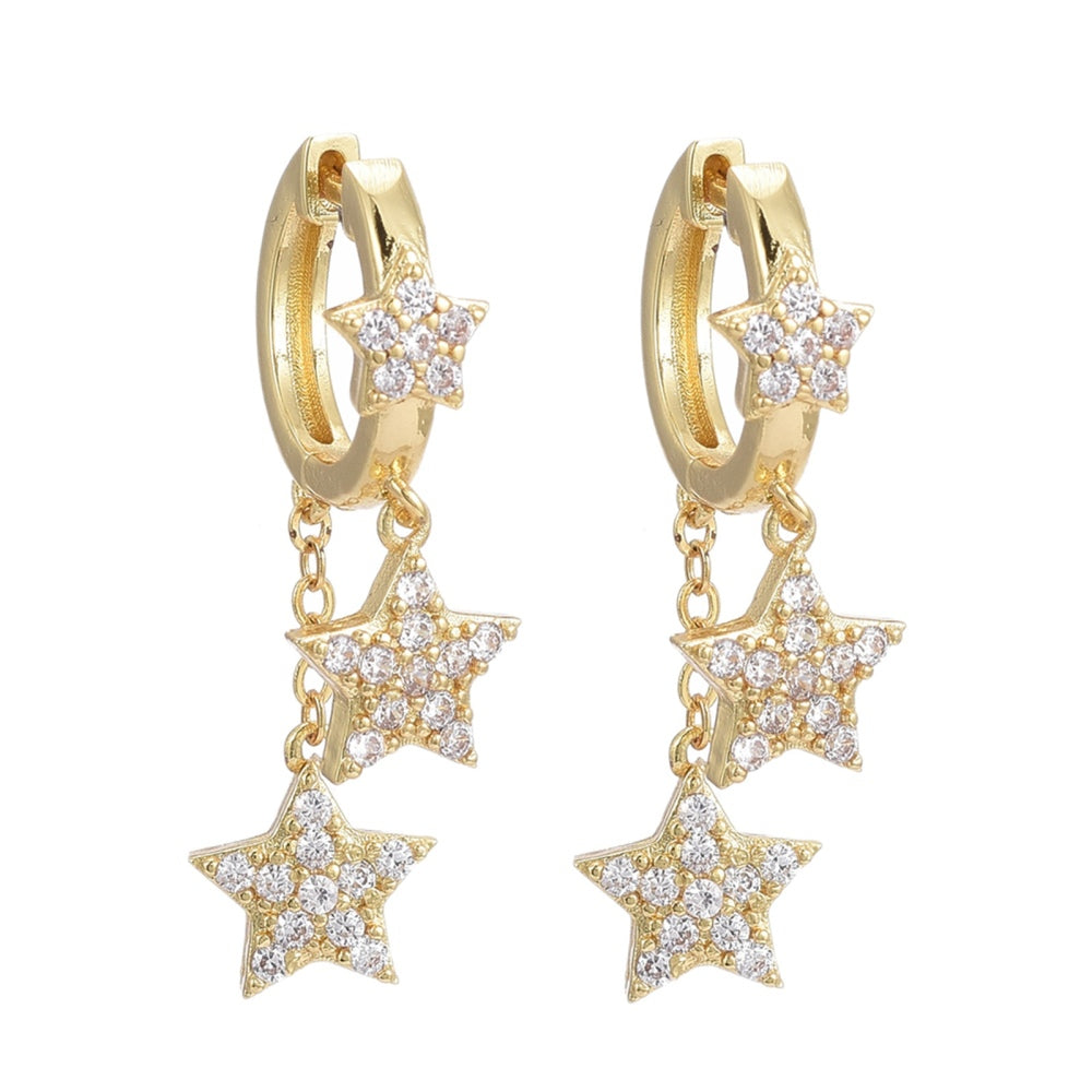 Shiny 3-star earrings