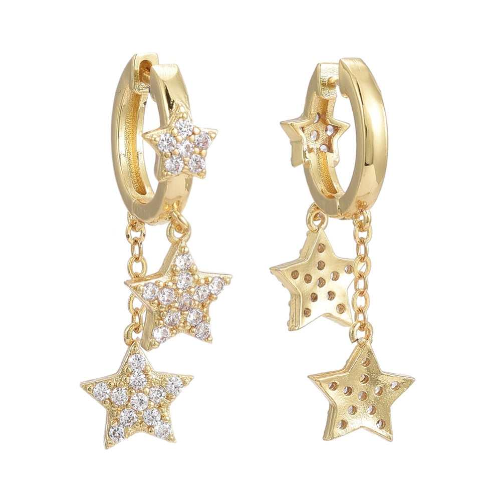 Shiny 3-star earrings