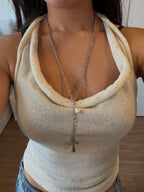 Elara Cross Lariat Necklace