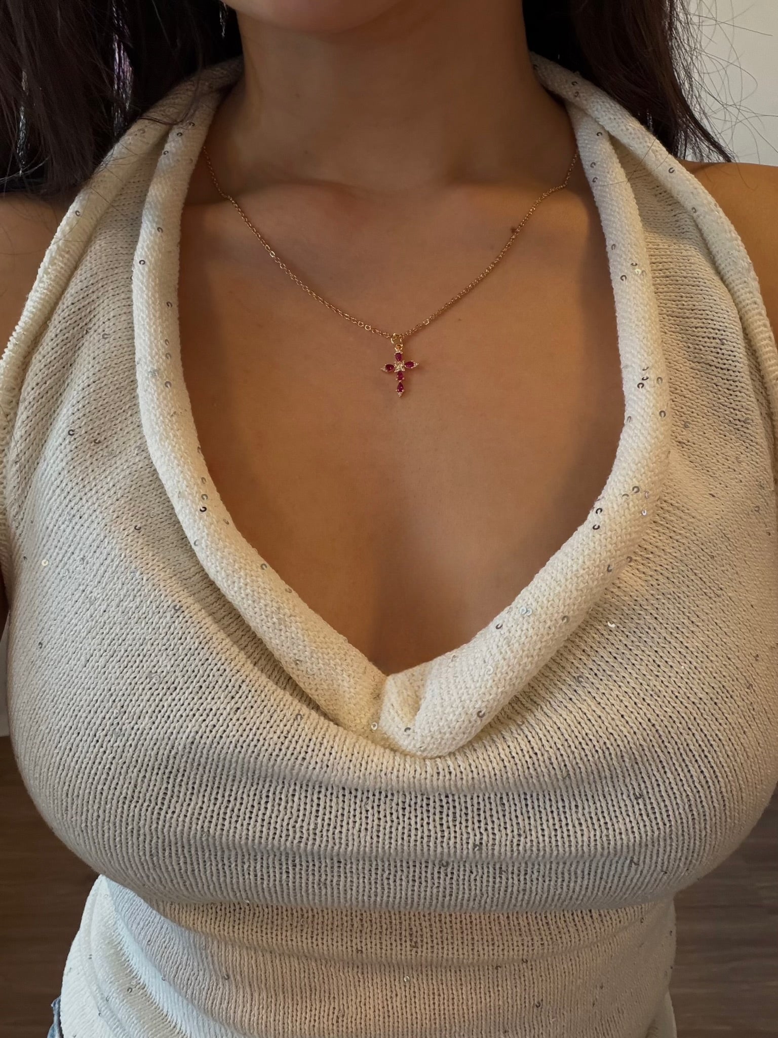Rose Cross Necklace