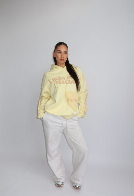 Lucky Me I See Ghosts Hoodie - Butter Yellow