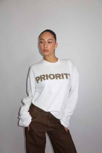 Priority Cheetah Longsleeve White