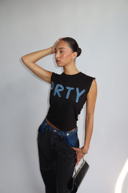 Denim Drop PRTY Top Black