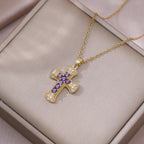 Crystal Halo Necklace Paars