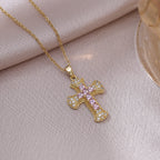 Crystal Halo Necklace Roze