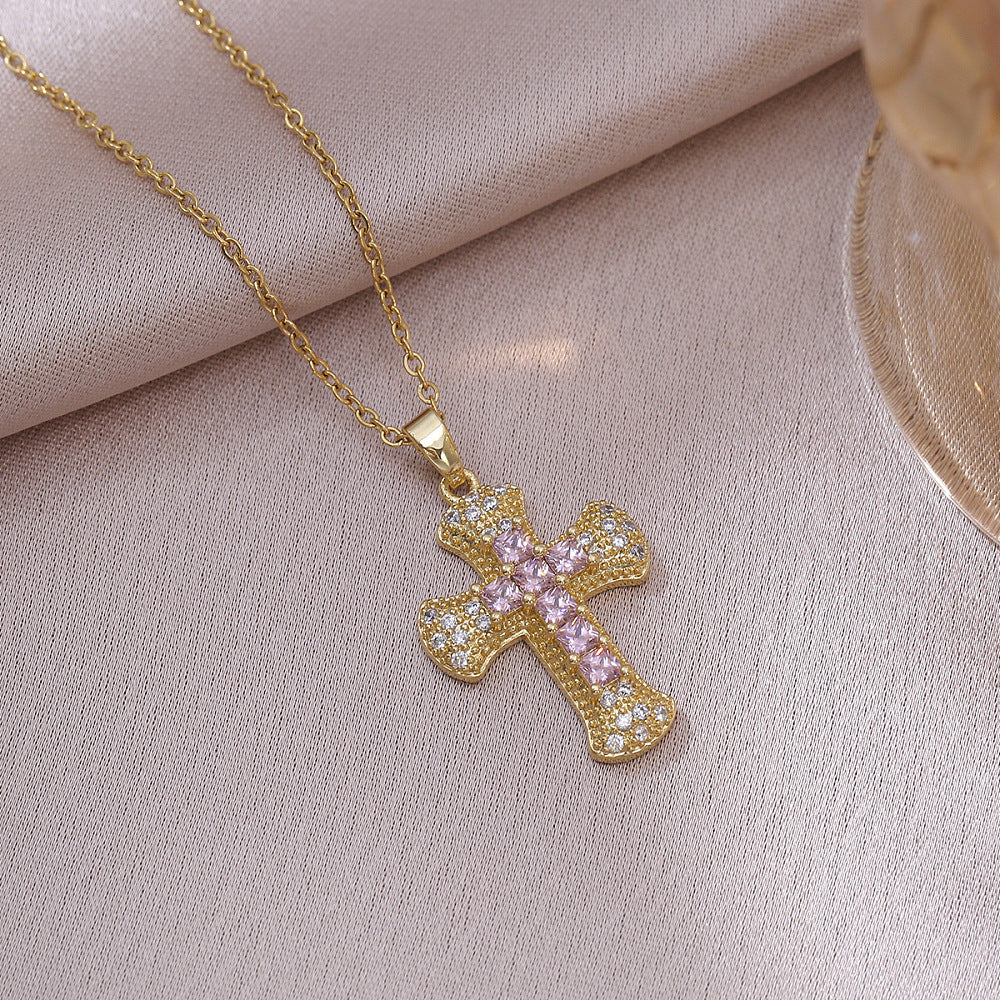Crystal Halo Necklace Roze